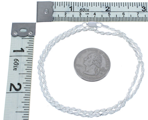 Sterling Silver 16" Italian Rope Chain Necklace KX120887
